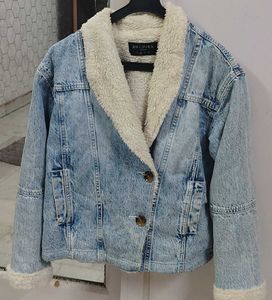 Denim Jacket with Faux Fur