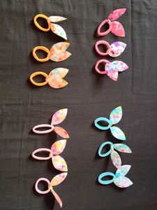 Cute Bunny Ear Hair Ties combo of 12