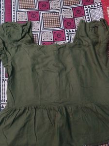 Olive Green Peplum Top