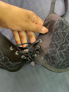 gothic Lace Detail Front Tie Bra