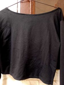 Shein Black Ruched Cropped Top