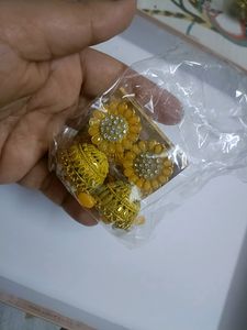 New Beautiful Yellow Party Wear Jhumkas