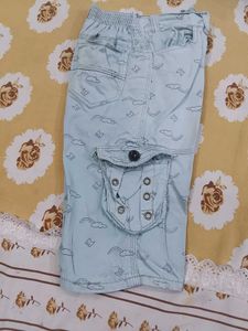 Cute Cloud Print Cargo Shorts for Kids
