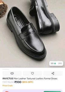 INVICTUS Men Leather Textured Loafers Formal Shoes