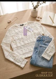 White Lace Long Sleeve Top