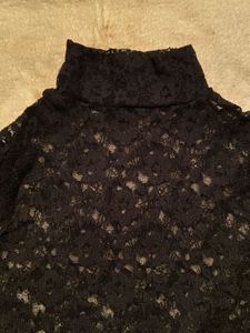 Chic Black Lace Mock Neck Top