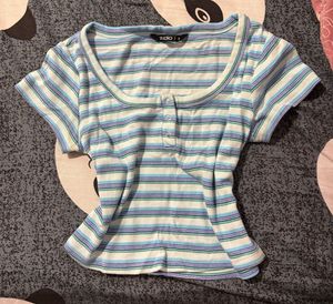 blue stripped henley top :)
