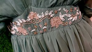 Embellished Chic Green Mini Dress