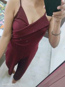 Stylish Burgundy Jumpsuit size L