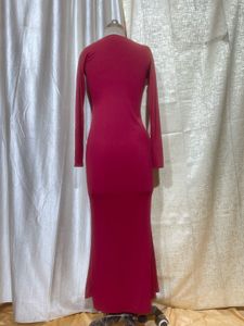 Elegant Red Long Sleeve Maxi Dress