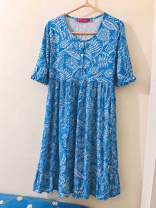 Blue Floral Print Kurta