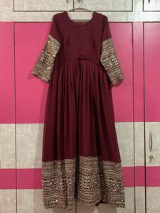 Elegant Maroon Embellished Dress