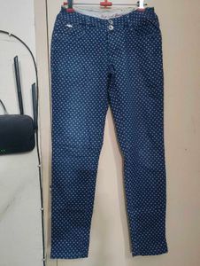 Patterned Denim Jeans