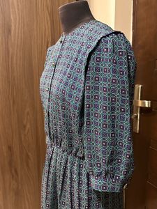 Imported Vintage Print Midi Dress