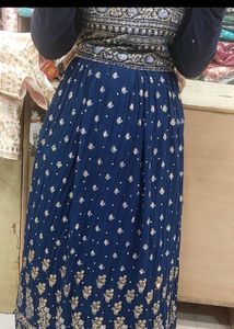 🔥SALE 🔥Navy Blue Embroidered Lehenga style gown