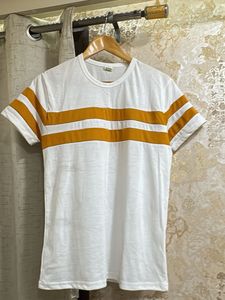 AUSK White & yellow Striped T-Shirt