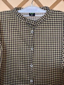 Gingham Checkered Button-Up Shirt