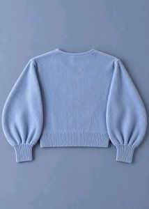 BABY BLUE RIBBED WRAP-STYLE SWEATER
