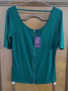 Ginger by Lifestyle - Dark Green Zipper Top 💚