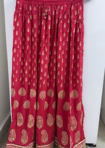 Brand New Red Ethnic Skirt with Gold Print