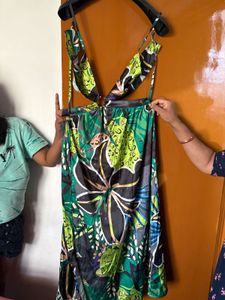 Tropical Print Cut-Out Maxi Dress