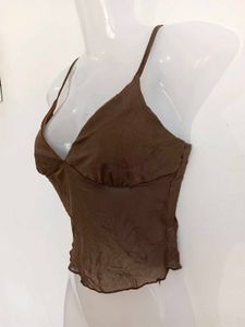 Sheer Mesh Lettuce Hem Camisole