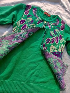 Green Floral Sweater