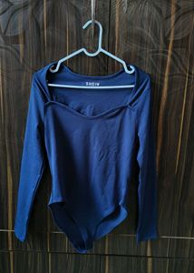 SHEIN Navy Blue Long Sleeve Bodysuit