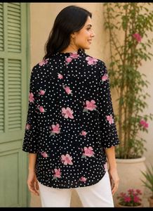 Chic Polka Dot &amp; Floral Print Top