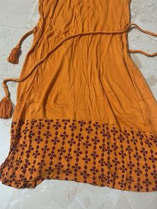 Orange Ethnic Gown with Tassels