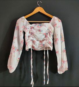[ZARA Women's white printed Top] Bust 32 | Waist