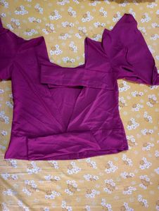 Maroon Ruffle Sleeve Crop Top