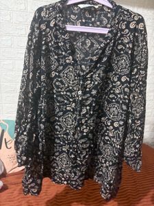 Stylish Black Paisley Print Tunic Top