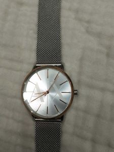 Minimalist Silver Mesh Strap Watch