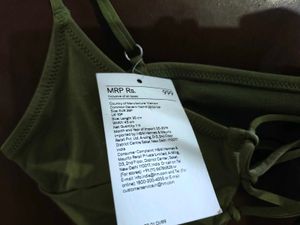 Olive Green Lace-Up crop top