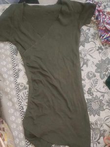 Olive Green Ribbed Mini Dress