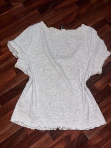 Cute Ribbed Lettuce Hem Top
