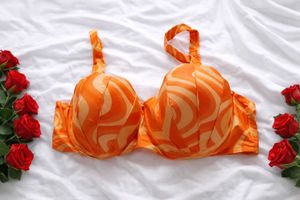 Chic Orange Patterned Bikini Top