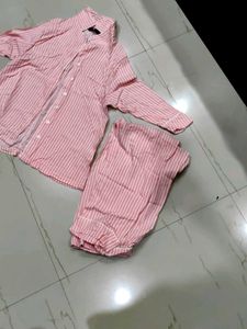 Pink Striped Pajama Set