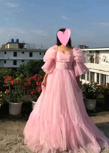 Designer Ball Gowm  Stunning Pink Tulle Gown with