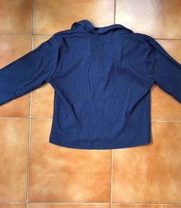 Blue Long Sleeve Polo Top