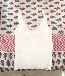 Elegant White Lace Trim Tank Top