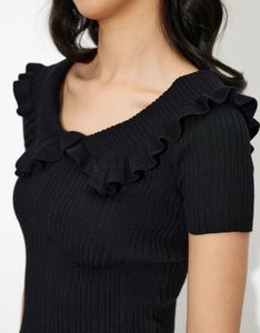 SAVANA Ruffle Trim Top