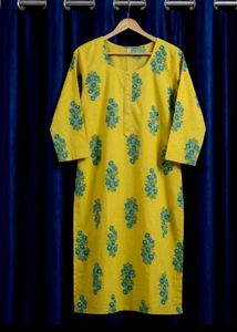 Yellow Floral Print Kurta