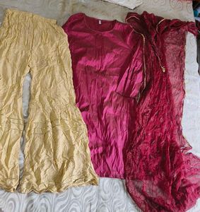 Elegant Pink Kurta Set with Sharara
