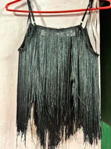 ZARA Black Fringe Camisole Top