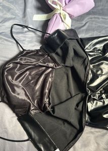 Shiny Black Bodycon Midi Dress