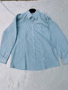 Men's Blue Striped Button-Down Shirt