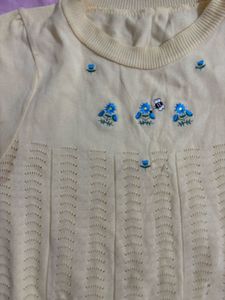 Charming Yellow Floral Embroidered Cropped Top