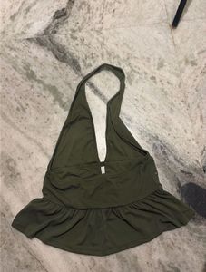 Olive Green Studded Halter Top